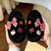 Pantuflas de algodón para niñas, pantuflas de interior antideslizantes para niños de otoño e invierno, diseño lindo de gato, cálidas, adecuadas para que las usen juntas niñas y padres.