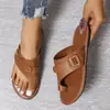 2026 Verano Nuevo Hebilla de Cinturón de Comercio Exterior Europeo y Americano de Nueva Llegada Tamaño Grande Zapatos Casuales para Mujer Planos Elegantes Sandalias de Moda para Mujer