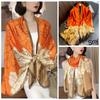 Bufanda elegante de seda Hangzhou con protección solar y letras para mujer, ideal para primavera y otoño, fina y larga, chal de satén de verano.