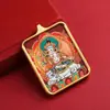 Collar Thangka del Tíbet Pintado a Mano con Pintura Dorada Cinco Dioses y Ocho Santos Patronos Zorro Hada Colgante Thangka de Acero de Titanio Collar de Estilo Étnico