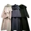 Vestido de punto casual transfronterizo para mujer, nuevo estilo otoño e invierno, elegante y chic, conjunto de dos piezas con top entallado a la cintura y falda