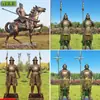 Estatua de Figura de Fibra de Vidrio Lista para Usar de Jinete de Caballo Escultura de Guerrero Soldado General de Caballería Adornos para Paisaje Exterior