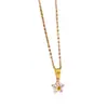 Collar de Acero Inoxidable de Trébol de Cinco Hojas de Colores con Circonita para Mujer con Diamantes, Collar de Clavícula de Lujo Ligero de Nicho de Gama Alta para la Costa
