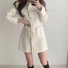 Vestido de Tweed A-Line Estilo Chanel de Lujo Ligero para Mujer, Nuevo Estilo Otoño e Invierno 2025, Elegante Falda Corta Adelgazante que Ceñe la Cintura