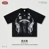Ropa para Hombre BE Nueva camiseta retro americana de punto resistente con estampado, marca de moda, corte holgado, hombros caídos, manga corta deportiva para hombre