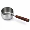 Mini Panela de Aço Inoxidável 17 fl oz (500ml) Aquecedor de Manteiga, Aquecedor de Leite e Café, Aquecedor de Manteiga para Frutos do Mar, Derretedor de Chocolate, com Bico e Cabo de Madeira, Compatível com Fogão de Indução