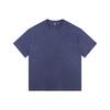 Camiseta sin mangas de peso pesado 260g estilo europeo y americano, vintage, parcialmente desgastada, manga corta, algodón puro, lavada, hombros caídos, talla grande, cuello redondo