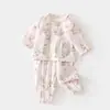Set de Muselina para Bebé, Ropa de Casa para Bebé, Tops y Pantalones de Fibra de Bambú de Manga Larga, Ropa de Verano con Aire Acondicionado para Niñas