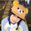 Gorra de Béisbol con Visera Plegable de Oso de Dibujos Animados Linda Estilo Japonés para Mujer 2025 Primavera/Verano Nueva Salida de Estudiante Dulce Fresca Gorra de Béisbol