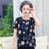 Camiseta de Algodón de Manga Corta de Verano para Madre Pullover para Mujeres de Mediana Edad y Mayores Top Ropa Exterior de Algodón Artificial para Abuela