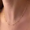 Colar de Corrente Fina de Metal Empilhado com Bolinhas Pequenas Cruzado Europeu e Americano Corrente Simples de Clavícula da Moda Versátil para Mulheres