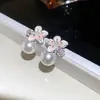 Cachos de Flores Rosa Névoa~ Brincos Florais Delicados, Estilo Coreano Fresco, Brincos Doces e Versáteis, Super Bonitos e Deslumbrantes