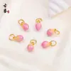 Pingente Pequeno Esmalte Cloisonné Gotejamento de Óleo Pingente Pequeno Botão de Lótus Pequeno Caqui Acessórios de Joias para Pulseira DIY