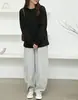 Sudadera Cruzada Japonesa para Mujer, Nuevo Estilo Japonés y Coreano, Sudadera Lisa Holgada de Longitud Media para Primavera y Otoño, Top Casual para Mujer