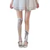 Calcetines de Ballet para Niña Estilo Burbuja Fina Protector Solar Estilo Japonés Banda Elástica Rayada Cubre Piernas Lolita Lazo
