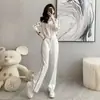 Conjunto Esportivo Casual Feminino para Outono/Inverno 2026, Nova Jaqueta Cardigã da Moda, Blusa de Moletom de Manga Longa, Conjunto de Duas Peças com Calça Wide-Leg Feminina