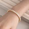 Pulsera Abierta de Lujo de Alta Gama Transfronteriza Europea y Americana, Pulsera Sencilla y Versátil con una Sola Fila de Diamantes, Accesorio de Mano de Estilo Dulce y Fresco