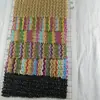 Tela Tejida de PP Rayas de Colores Rayas de Colores Tela de Paja Seda Brillante Dorada y Plateada Corte Ondulado Estuche para Gafas Bolsa de Cosméticos Tela Decorativa