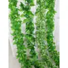 Decoración de hoja de rábano verde de ratán sintético, vid de hoja artificial, flor de vid de plástico para techo, vid de flor de hoja verde para bloquear tubería de aire acondicionado