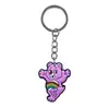 Colgante de llave de oso arcoíris al por mayor del fabricante hecho de material de goma suave de PVC, llavero grabado DIY accesorio pequeño de alta gama