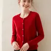 Cardigan de Punto Baicai Rong Cachemir Cuello Redondo Otoño/Invierno 2026 Nuevo Transpirable Suave Pegajoso Versátil para el Trabajo Top de Manga Larga