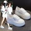 Tênis Branco Estilo Espiga de Trigo para Mulheres, Lançamento Primavera 2026 Novos Sapatos com Solado Grosso Aumentadores de Altura, Moda Casual Versátil Ins