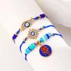 Pulsera de ojo turco de venta caliente en Amazon, pulsera tejida azul de la suerte retro de nicho, ajustable, traje de tres piezas