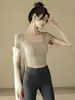 Conjunto de yoga de verano para mujer con almohadillas en el pecho, top deportivo, camiseta de manga corta adelgazante para correr, ropa de entrenamiento de fitness para Pilates