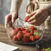 Bol de Cristal Transparente Japonés para el Hogar Espesor Grueso Tamaño Grande Bol para Frutas Bol para Ensalada de Verduras Bol de Cocina