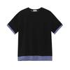 Atacado de Comércio Exterior Verão Novo Xadrez Cor Contrastante Solto Costura Falso Duas Peças Camisetas de Manga Curta para Homens e Mulheres Tops de Gola Redonda