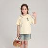 Pudding Haru Tops para Niñas Lindas de Cuello Redondo Manga Corta 2025 Verano Nuevo Camisetas Casuales Versátiles para Niños