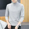 Nova camiseta masculina de algodão puro com gola alta parcial de manga comprida, modelo 2026, camisa base de outono, roupa íntima branca de outono com gola média