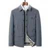 Jaqueta Leve de Penas de Inverno Masculina com Gola Camisa Quente, Roupa Externa à Prova de Frio, Versátil Casual de Negócios, Top para Homens de Meia-Idade e Jovens