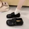 Zapatos de Cuero Estilo Británico con Hebilla Retro y Aumento de Altura Interior 2026 Nuevos Mocasines Versátiles Slip-on Zapatos Planos de Moda para Mujer