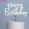 Nueva tarjeta de decoración acrílica para pastel de Feliz Cumpleaños en inglés, inserto acrílico plateado dorado rosa brillante