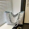 Bolsa Tote Grande Capacidade Estampa Estrela Moda para o Trabalho 2024 Nova Tendência de Verão Casual Nova Bolsa Tote de Ombro Grande Capacidade