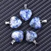 Piedra Natural Jade Colgante en Forma de Corazón de 1.5 cm Collar de Piedra Preciosa en Forma de Corazón Cristalino Colgante Personalizado de Ágata