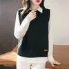 Chaleco de Punto de Algodón Puro con Capas y Cuello Redondo, Ropa Exterior de Moda, Nuevo Estilo Casual Holgado para Mujer