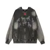Sudadera con capucha tie-dye desgastada sucia de estilo páramo para hombre, chaqueta de primavera y otoño moderna punk de alta resistencia lavada, estilo nicho