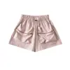 Shorts de trabalho estilo americano para o verão, com bolsos grandes, secagem rápida, leve, cintura elástica, calça casual larga que emagrece para mulheres