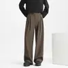 Otoño Invierno Streetwear Americano para Hombre de Moda Holgados Rectos Casuales Pantalones de Guadaña Marca de Moda Retro Pantalones de Traje de Longitud de Piso