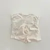 Conjunto de Algodão Macio e Respirável para Bebê no Verão Roupas para Recém-Nascidos Camiseta de Manga Curta + Conjunto de Shorts Conjunto de Duas Peças para Bebê