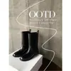 Botas de Cuero para Mujer de Pantorrilla Ancha Estilo Caballero, Piel Genuina, Nuevas 2026 Botas Vaqueras de Tacón Grueso Vintage, Botas de Motocicleta de Media Pantorrilla