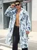 CI Amazon N0186 Transfronterizo Otoño/Invierno Abrigo de Piel Sintética para Hombre Estampado Bloque de Color Camuflaje Piel de Conejo Abrigo Cálido