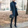 2025 Aliexpress Amazon Ebay Otoño e Invierno Nuevo Abrigo de Lana de Color Sólido con Cuello Alto de Moda Europea y Americana Gran Cantidad en Stock