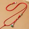 Corda de Pingente de Lótus de Lado Único com Pingente de Jade e Ouro, Corda de Colar com Pingente de Jade Fresco Tecida à Mão para Homens e Mulheres, Atacado