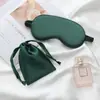 Set de máscara de ojos de seda sintética de dos piezas con bolsa de tela gratis, máscara de ojos protectora diaria para el trabajo, set de máscara de ojos para dormir que bloquea la luz
