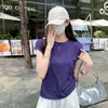 Foto Real de Camiseta de Cuello Redondo Manga Corta para Mujer, Nuevo Estilo Verano 2026, Manga de Volantes Casual Versátil Holgada