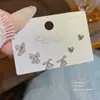 Pendientes de Plata de Ley S925 Set de Tres Pares en una Tarjeta para Mujeres para Dormir Sin Quitarse Pendientes de Conejo Mariposa Pendientes Simples para Estudiantes