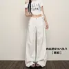 Jeans Rectos de Algodón Puro Color Caqui para Mujer, Nuevo Estilo de Verano, Pantalones Anchos Casuales Sueltos con un Diseño Elegante, Pantalones Largos hasta el Suelo